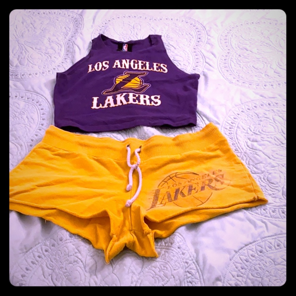 Los Angeles Lakers Crop Top & Shorts Set - Sz S-L